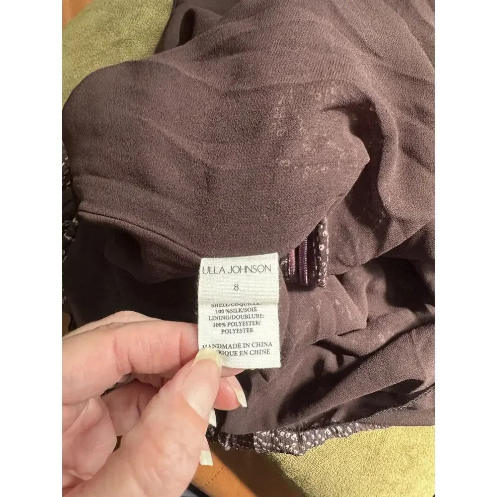 Ulla Johnson Agathe Ruffled Tiered Silk Strappy Knee Length Dress Size 8 - Picture 8 of 8